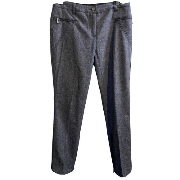 𝅺kenar Dress Pant Trouser Womens SIZE 4 Gray Moto Style Wool Blend Zip Legs - Picture 1 of 10